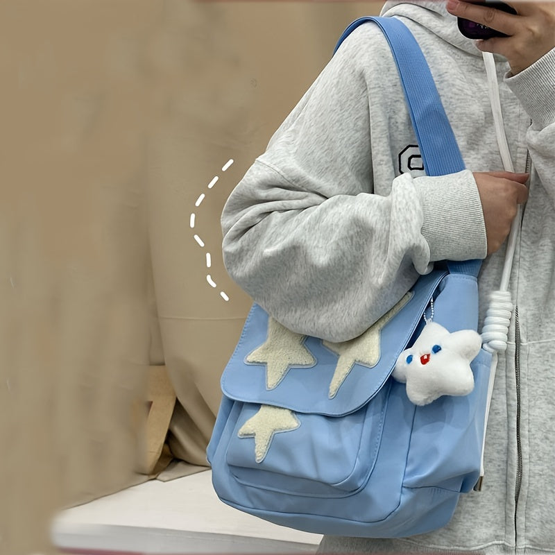 Cute Pentagram Messenger Bag, College Student Bookbag
