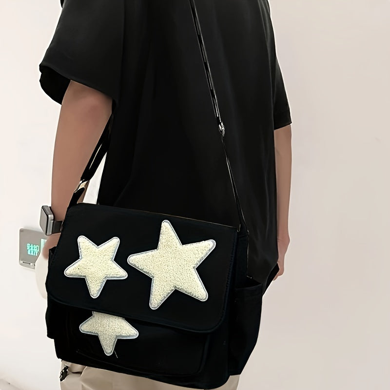 Cute Pentagram Messenger Bag, College Student Bookbag